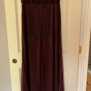 Adrianna Pappell Bead Embellished Blouson Short-Sleeve Gown Petite size 8p